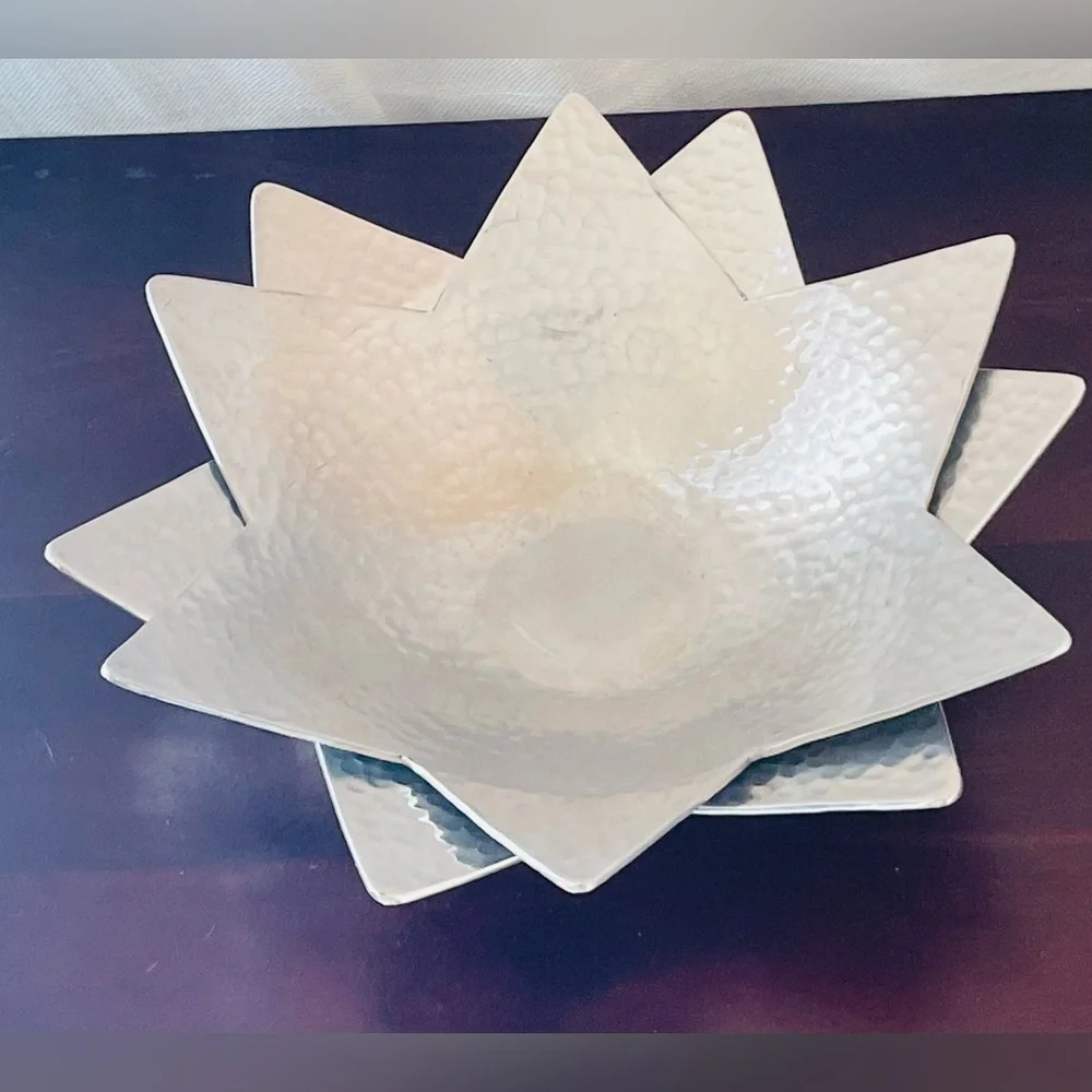 Ten Thousand Villages Star Bright Bowls Handcrafted Hammered Metal Star Shape